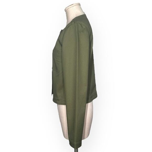 New $275 DEREK LAM 10 CROSBY Tinna Utility Jacket Cropped Twill Army Green Biker - Picture 7 of 13